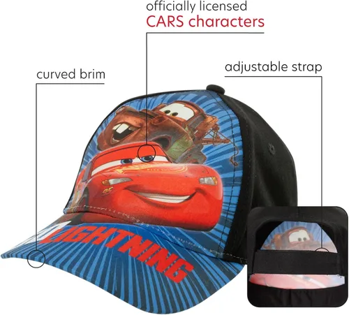 Miniatura 2 de Disney Boys Cars Lightning McQueen Cotton Baseball Cap 2 Pack Ages 2-7