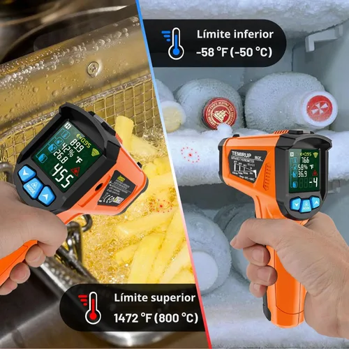 Miniatura 6 de Pistola Termómetro Infrarrojo MESTEK, Termómetro Láser Digital sin Contacto con LCD a Color para Cocina, Reparaciones Domésticas, Medición