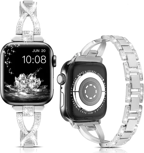 Miniatura 9 de for Apple Watch Band 38mm 40mm 41mm 42mm 44mm 45mm 46mm 49mm iWatch Bands Series 11 10 9 8 7 6 5 4 3 SE Bling Metal Bracelet Women Dressy Cute Strap