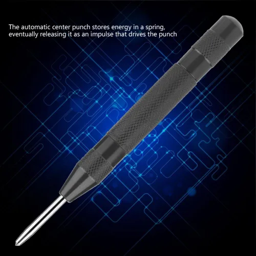 Miniatura 5 de Punzón automático de agujero central, rompeventanas con carga central, perforador central de impacto, herramienta de raspador para plástico, vidrio
