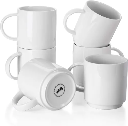 Miniatura 7 de Sweese Tazas de café apilables, tazas de porcelana de 10 onzas para bebidas de café especiales, capuchino, café moca, café con leche, té y té, juego