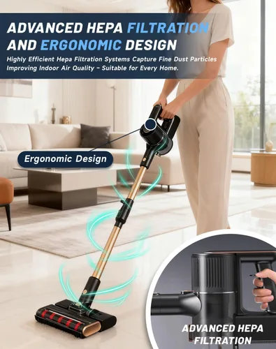 Miniatura 5 de Aspiradora, Osmo Provacuum - Potente succión de 15000 pa, revelación de polvo de luz verde ancha de 140°, aspiradora plegable, rodillo antienredos