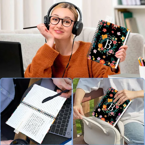 Miniatura 7 de Cuaderno en espiral de tapa dura de 5.7 x 8 pulgadas, 120 páginas para mujeres y hombres, cuadernos A5 con rayas universitarias, bonito diario