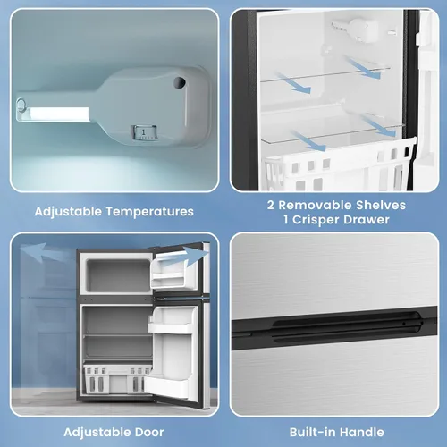 Miniatura 4 de Electactic - Mini refrigerador de 3.1 pies cúbicos con congelador, refrigerador compacto de 2 puertas, refrigerador pequeño con termostato ajustable