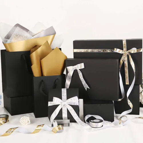 Miniatura 4 de JINMING 6 cajas de regalo extragrandes con tapas de 17 x 11 x 2.5 pulgadas para ropa, cajas de regalo negras, cajas de ropa para el día de la madre