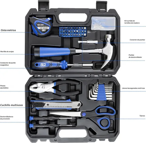 Miniatura 3 de Prostormer - Kit de herramientas de 93 piezas, juego básico de herramientas para reparaciones del hogar con estuche de almacenamiento, pequeño kit