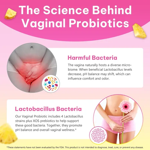 Miniatura 6 de Gomitas probióticas femeninas con olmo resbaladizo - Gomitas de piña para mujeres equilibrio de pH, salud intestinal y apoyo inmunológico
