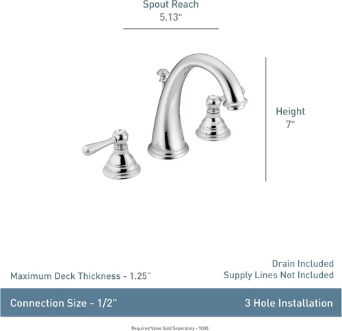 Miniatura 4 de Moen T6125 Kingsley llave para baño de arco alto y dos mangos, T6125BN