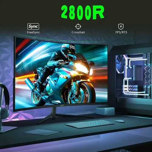 Miniatura 5 de ZZA - Monitor de 24 pulgadas 100HZ, 1080p, monitor de juegos curvo 2800R, VA 120% sRGB, FreeSync, sin marco en tres lados, filtro de luz azul