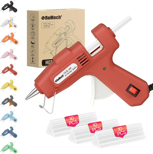 Miniatura 8 de ROMECH Mini pistola de pegamento caliente de 20 W con set de 30 barras de pegamento, kit de pistola de pegamento caliente de precalentamiento rápido
