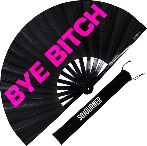 SoJourner Bags Rave Fan – Ventilador plegable grande – Ventilador de mano Clack para raves, Halloween, Burlesque, trajes de arcoíris para mujeres y