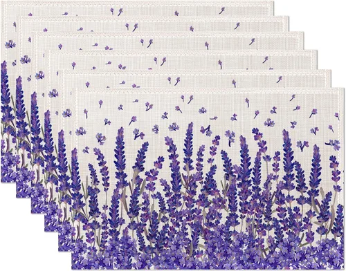 Miniatura 16 de Juego de 6 manteles individuales con diseño de helechos tropicales, con hojas florales botánicas, antideslizantes, resistentes al calor, lavables