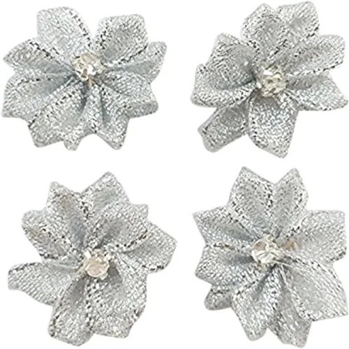 Miniatura 2 de Beige (más como el melocotón), 40 lazos de satén con lazos de flores, rosas con apliques de diamantes de imitación, manualidades, boda, diciembre
