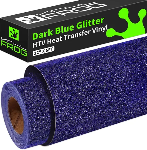 Miniatura 13 de VINYL FROG Rollo de vinilo de transferencia de calor con purpurina de 12 pulgadas x 5 pies, vinilo negro para planchar con purpurina para camisetas