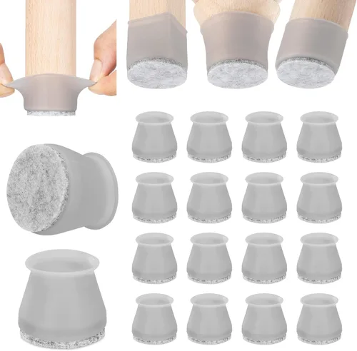 Miniatura 16 de Aneaseit Protectores de suelo para patas de silla, almohadillas de silicona con parte inferior de fieltro para suelos de madera dura y pies