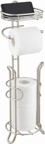 Miniatura 8 de Portarrollos de papel higiénico SunnyPoint para baño, soporte pesado con reserva y estante, el área de reserva tiene suficiente espacio para cromado