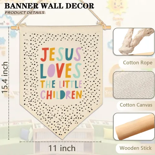Miniatura 6 de Letrero con versículos bíblicos cristianos, banderín de bandera de las Escrituras, regalo para bebés, recién nacidos, niños y niñas, decoración