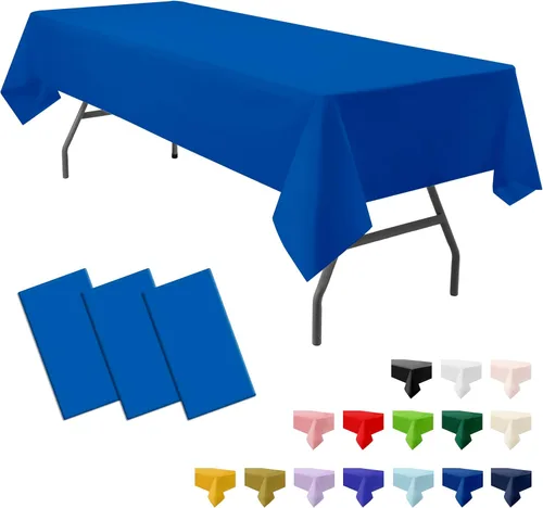 Miniatura 13 de Paquete de 3 manteles de plástico premium negros desechables de 54 x 108 pulgadas. Mantel rectangular desechable para mesas de fiesta