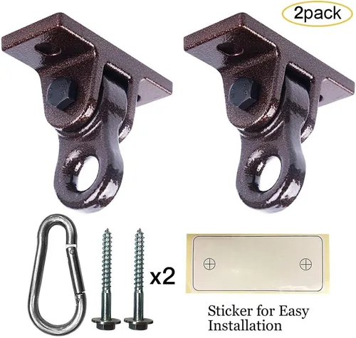 Miniatura 2 de ABUSA Colgadores de Columpio de Bronce Resistente Tornillos y Pernos Incluidos Capacidad de Más de 5000 lb Asiento de Patio de Juegos Porche Yoga 2