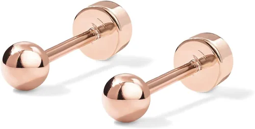 Miniatura 3 de PAVOI 14K Gold Plated Solid 925 Sterling Silver Post Ball Stud Flat Back Earrings for Women Cartilage Earring Helix Piercing Jewelry Small Stud