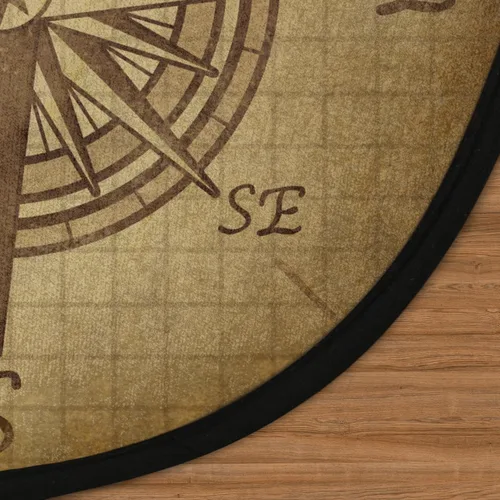 Miniatura 4 de Compass Rose - Alfombra redonda retro con patrón vintage, antideslizante, para dormitorio, sala de estar, estudio al aire libre, alfombra de juego