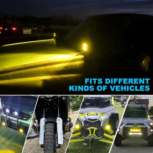 Miniatura 7 de Nicoko Luces antiniebla LED de 3 pulgadas de color amarillo y ámbar – 40 W/4000 lm, luz de trabajo de conducción – IP68 impermeable para automóvil