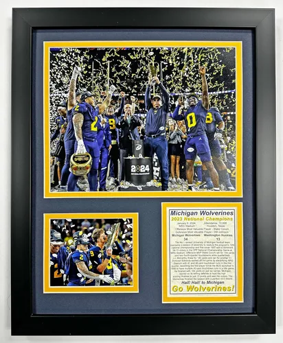 Miniatura 9 de Fútbol de Michigan Campeones Nacionales del CFP 2023 Collages de Fotos Enmarcadas con Doble Mate (30 cm x 38 cm, Mosaico)