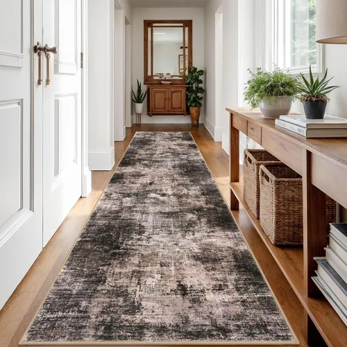 Miniatura 655 de IOHOUZE Alfombra abstracta lavable de 3 x 12 pies para pasillos, antideslizante para cocina, camino de entrada de lana sintética para interiores