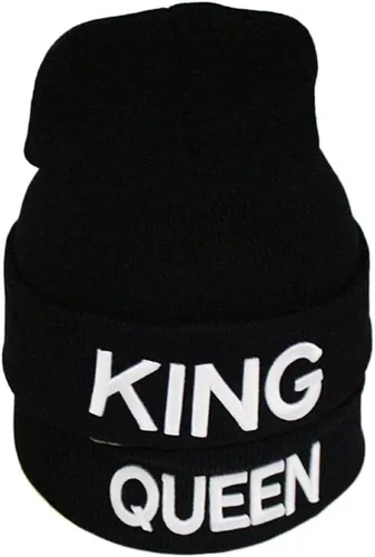 Miniatura 3 de MIUNIKO 2 gorros de invierno con capucha de calavera de rey y reina para parejas