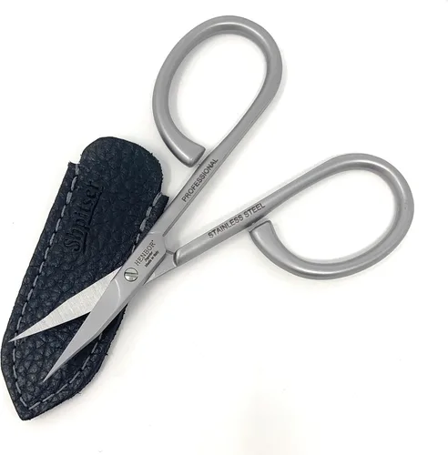 Miniatura 4 de Tijeras profesionales para uñas y cutículas, herramientas de manicura de acero inoxidable de lujo en estuche de cuero genuino fabricado en Italia