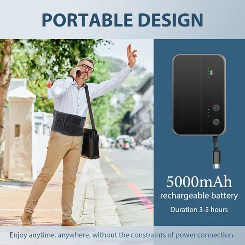 Miniatura 4 de HONGJING Masajeador térmico de espalda para aliviar el dolor de espalda baja, cinturón de masaje inalámbrico con vibración de espalda con 3 modos