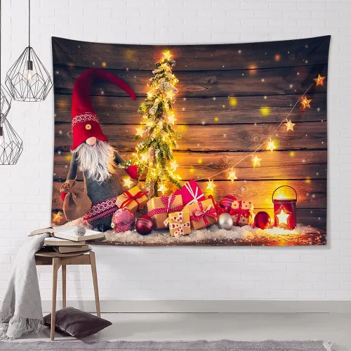 Miniatura 8 de OTOSTAR Tapiz de gnomo navideño para colgar en la pared, regalo de árbol de Navidad, manta para colgar en la pared, arte de pared al aire libre