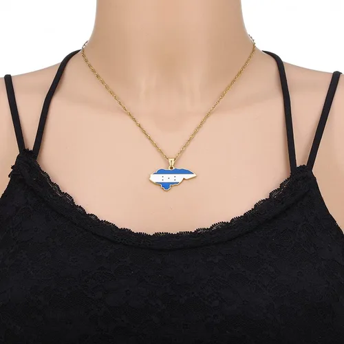 Miniatura 4 de Collar de cadena ajustable con colgante de mapa de Honduras para hombres, Acero inoxidable, No es una piedra preciosa