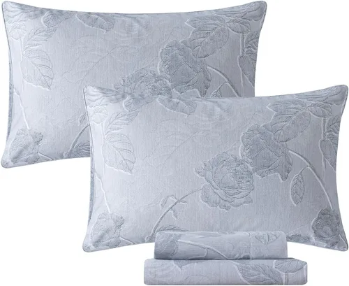 Miniatura 35 de FADFAY Juego de sábanas de cama tamaño King 100% algodón, color verde salvia, patrón floral de rosas rojas de campo francés, ropa de cama de lujo