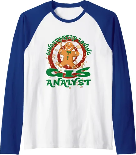 Miniatura 7 de GIS Analyst Job Gingerbread - Camiseta de béisbol raglán de Navidad, Negro