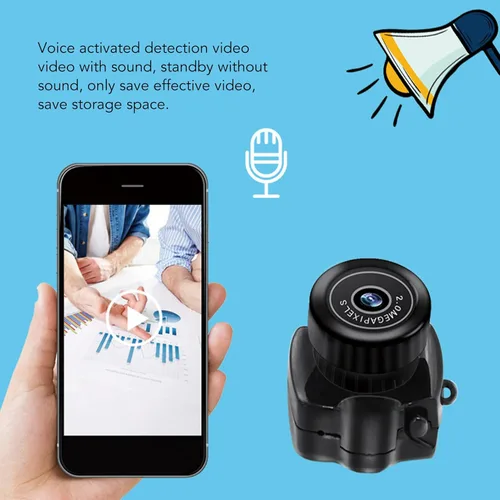 Miniatura 4 de Rosvola Cámara de acción pequeña, batería recargable para cámara de video HD de 200,000 píxeles con cable de datos para vlogging de fotos en vivo