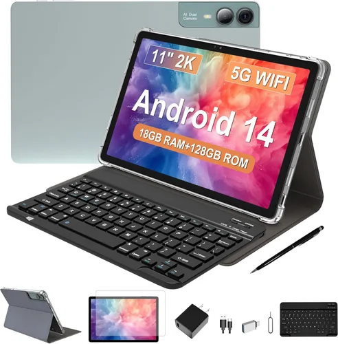 Tablet Android de 11 pulgadas, 18 GB de RAM, 128 GB de ROM, expansión de 1 TB, pantalla 2K, T616 Octa-Core, WiFi 5G, cámara de 13 MP+5 MP+5 MP, GPS,