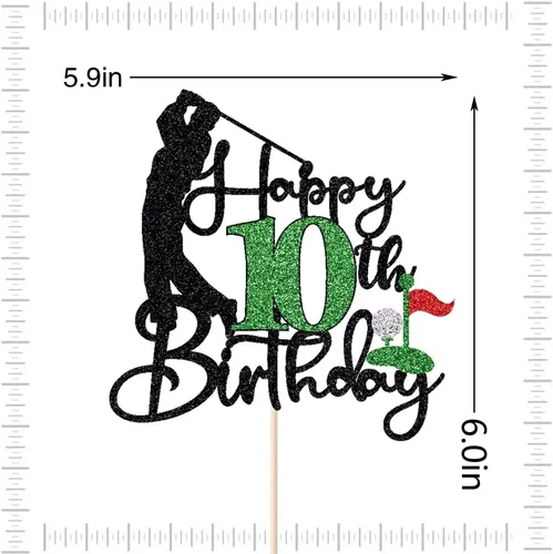 Miniatura 2 de Golf Happy 10th Birthday Cake Topper, Golfer/Sports Themed Birthday or Retirement Cake Decorations,Golf Ten 10 Years Old Ball Player Sport Themed