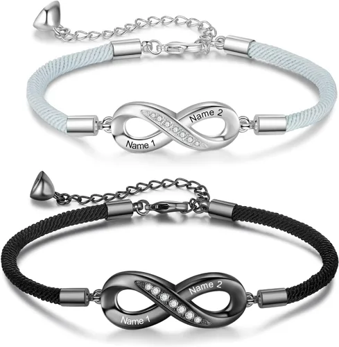 Pulseras de infinito personalizadas para mujeres, hombres y parejas, pulseras a juego con nombre personalizado para parejas, para novio, novia,