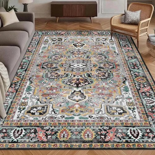 Miniatura 20 de Alfombra de Área Lavable 2'6'' x 8' Alfombra Persa Tradicional Vintage - Alfombra Plegable Desgastada Antideslizante Lavable a Máquina para Sala