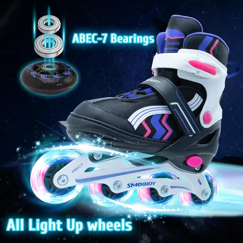 Miniatura 5 de Inline Skates for Kids 4 Size Adjustable Light-Up Wheels Aluminum Frame Black Rose Red Blade Skate for Boys and Girls S, M, L Sizes, Ages 5-8, 6-12