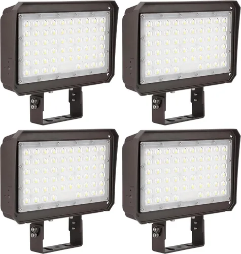 kadision 150W LED Flood Light with Dusk-to-Dawn Photocell, 150W/100W/75W Adjustable 130lm/W 5000K Daylight 100-277V IP65 Waterproof, Trunnion Mount