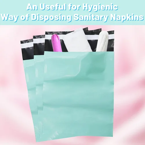 Miniatura 2 de Bolsas de eliminación de servilletas sanitarias, 100 bolsas de eliminación personal femeninas para tampones y almohadillas, selladas autoadhesivas