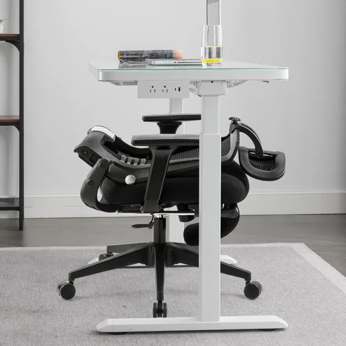 Miniatura 2 de Silla de oficina plegable con reposapiés, silla de oficina ergonómica con soporte lumbar ajustable, reposacabezas, reposabrazos, sillas de Negro