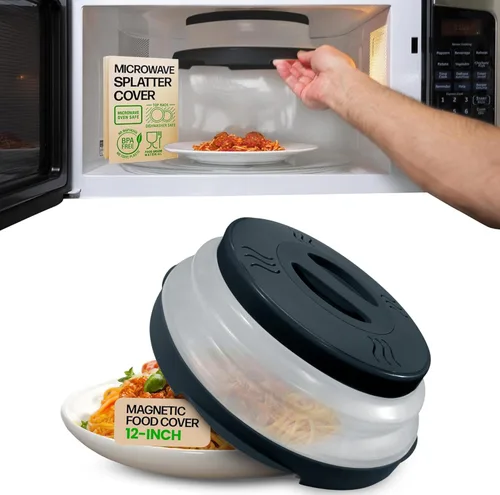 Miniatura 12 de Tapa magnética para microondas Hover Cover con agarre magnético de alta potencia, el agarre magnético más fuerte, tapa de alimentos plegable de 12