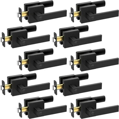 Miniatura 12 de TICONN 1PK Manijas de puerta interiores color negro mate, perillas de puerta cuadradas reversibles para dormitorio, baño, habitaciones