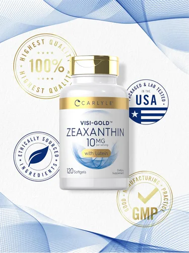 Miniatura 6 de Carlyle Zeaxantina 10 mg 120 cápsulas blandas Apoyo para la salud ocular con luteína Suplemento sin OMG, sin gluten