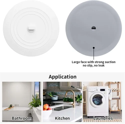 Miniatura 2 de Vaincre 2 piezas de tapón de drenaje de bañera - 5" de silicona para cocina y baño, tapón de agua para cabello y ducha, tapón de drenaje de bañera