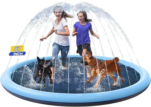 PETOCAT - Chapoteadero para perros antideslizante, piscina poco profunda con aspersores para niños y bebés, juguete acuático para exteriores, fácil