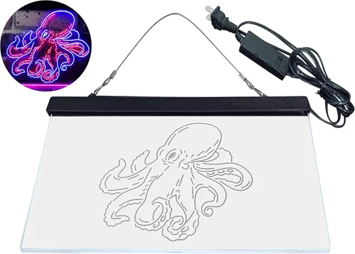 Miniatura 8 de ADVPRO Octopus Ocean Display Room Dual Color LED Neon Sign Azul y Rojo 12 x 8 pulgadas st6s32-i3734-br